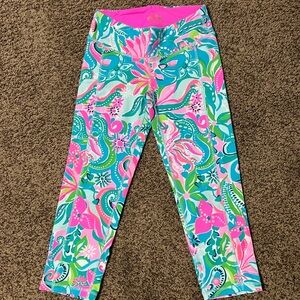 Lilly Pulitzer Luxletic Weekender Crop Turquoise Oasis Golden Hour NWOT